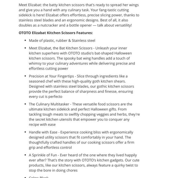 Ototo Elizabat bat shaped kitchen shears - Picture 7 of 13